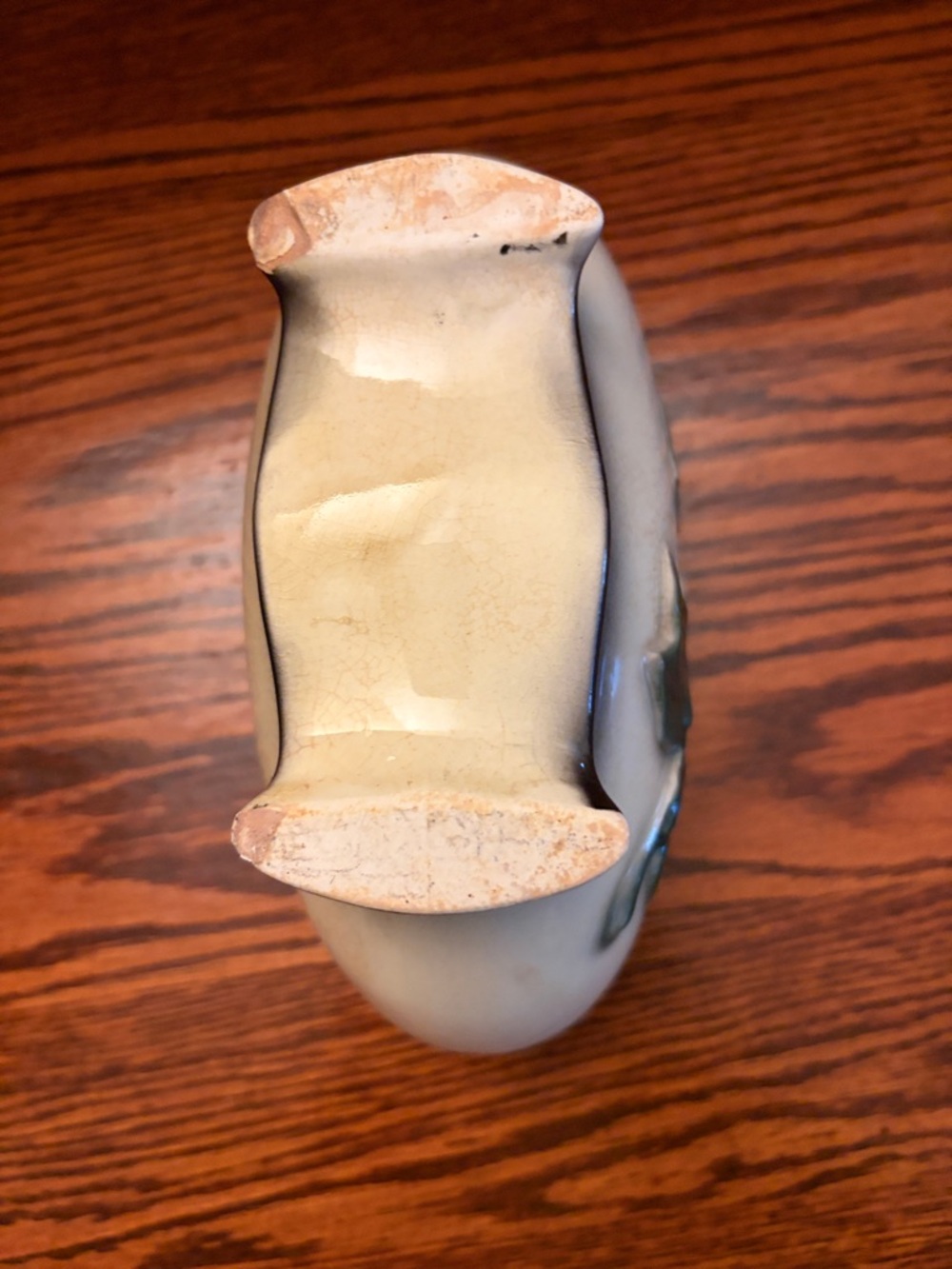 Ceramic Ivy-Leaf Footed Planter Bowl - Cream with Green - Picture 13 of 14